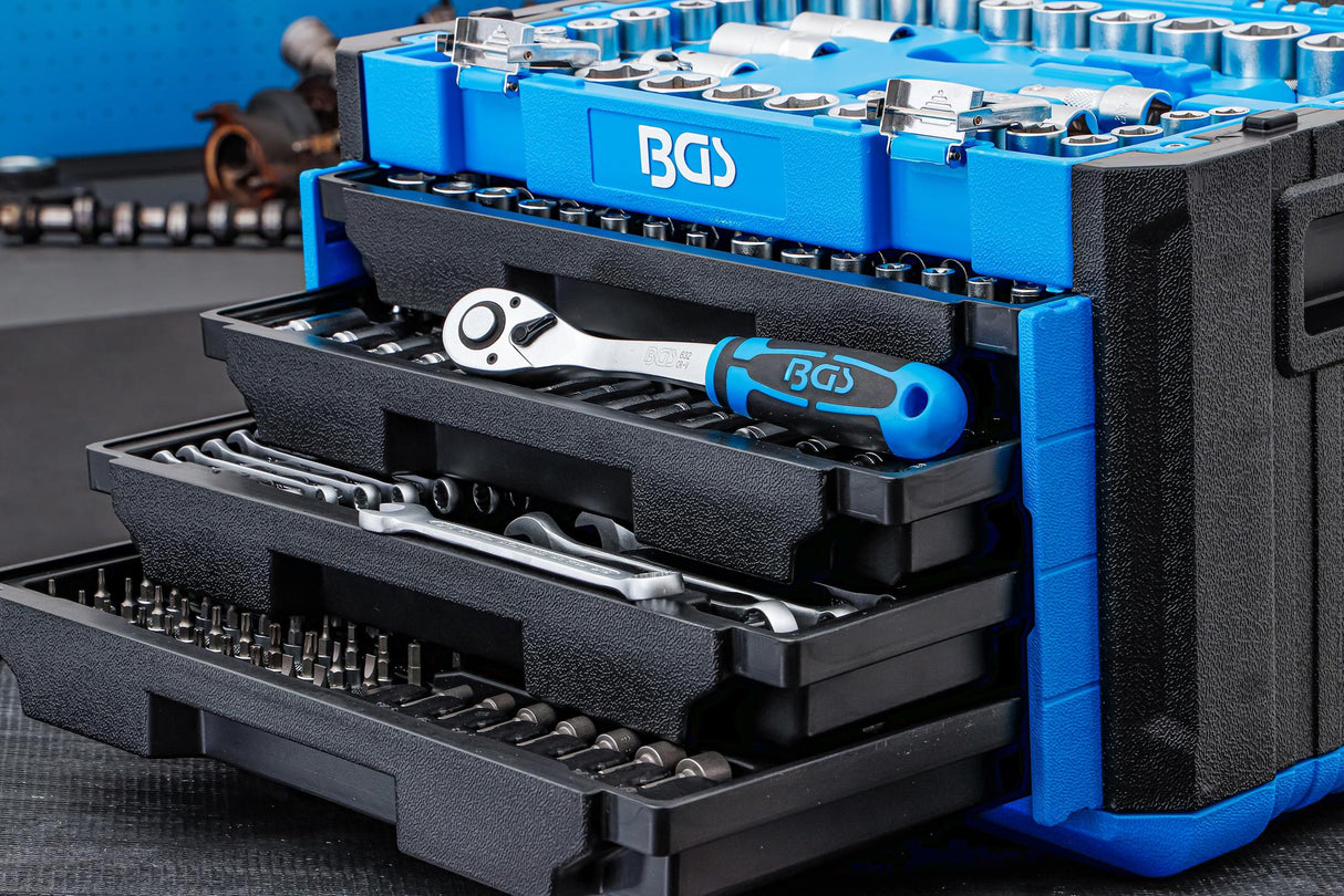 Įrankių rinkinys | 6,3 mm (1/4") / 10 mm (3/8") / 12,5 mm (1/2") | Metriniai ir colių dydžiai | 300 vnt. (74000)