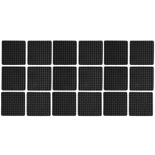 Lipnūs padukai baldams juodi 25x25mm 18vnt. (74896)