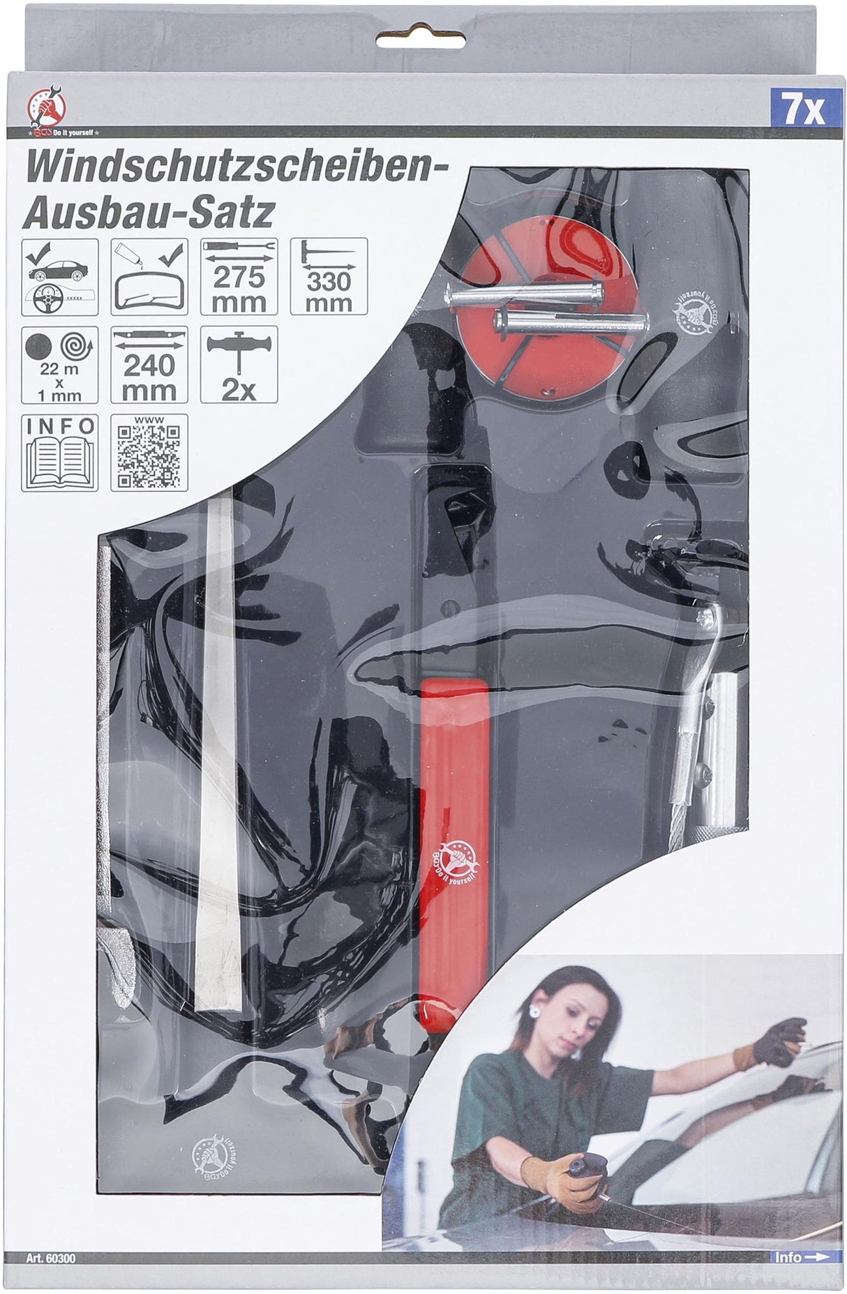 Įrankiai automobilinio stiklo demontavimui | 7 vnt. (60300)