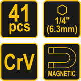 Antgalių rinkinys su reversine rankena | 41 vnt. (64385)