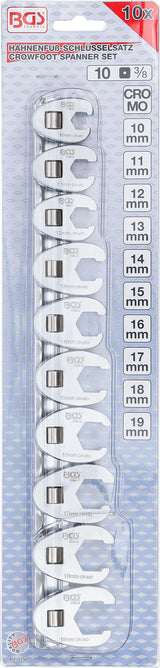 Šoninių raktų rinkinys | 10 mm (3/8") | 10 - 19 mm | 10 vnt. (1756)