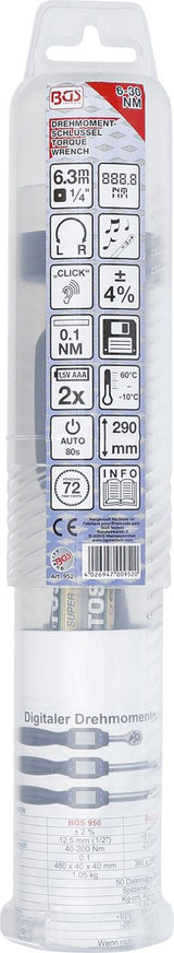 Dinamometrinis raktas | skaitmeninis | 6.3 mm (1/4") | 6 - 30 Nm (952)