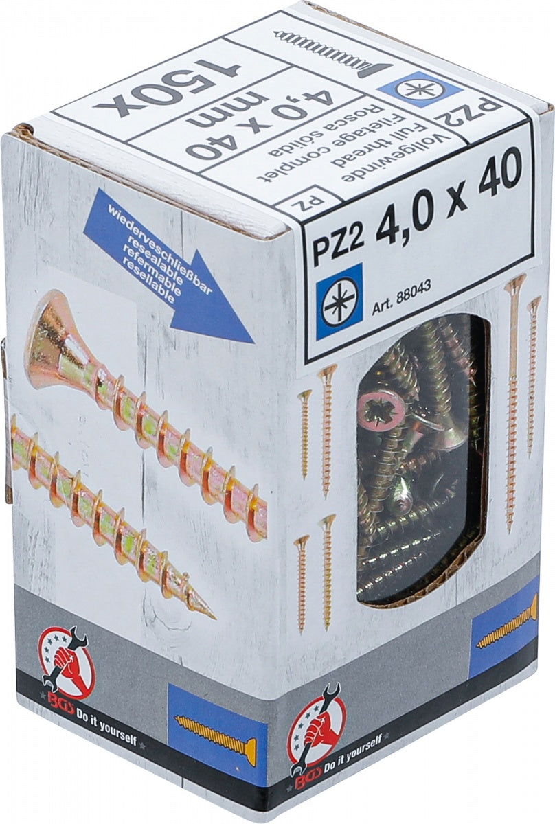 Universalūs varžtai | Cross Slot PZ2 | 4.0 x 40 mm | 150 vnt. (88043)