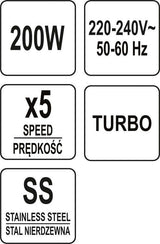 Rankinis mikseris / plakiklis | su baze | 5 greičiai | 200-250W (67781)
