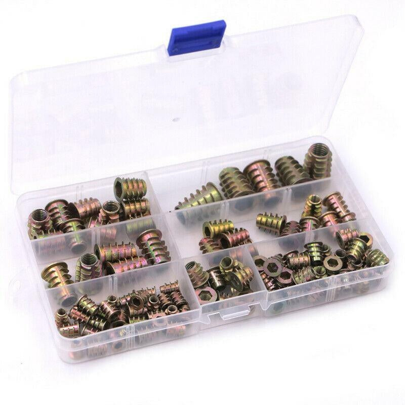 Plieniniai srieginiai įdėklai medinei furnitūrai | 100 vnt. (TS100K)