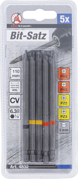 Antgalių rinkinys | 6,3 mm (1/4") | PH, PZ, SL | 110 mm | 5 vnt. (4832)