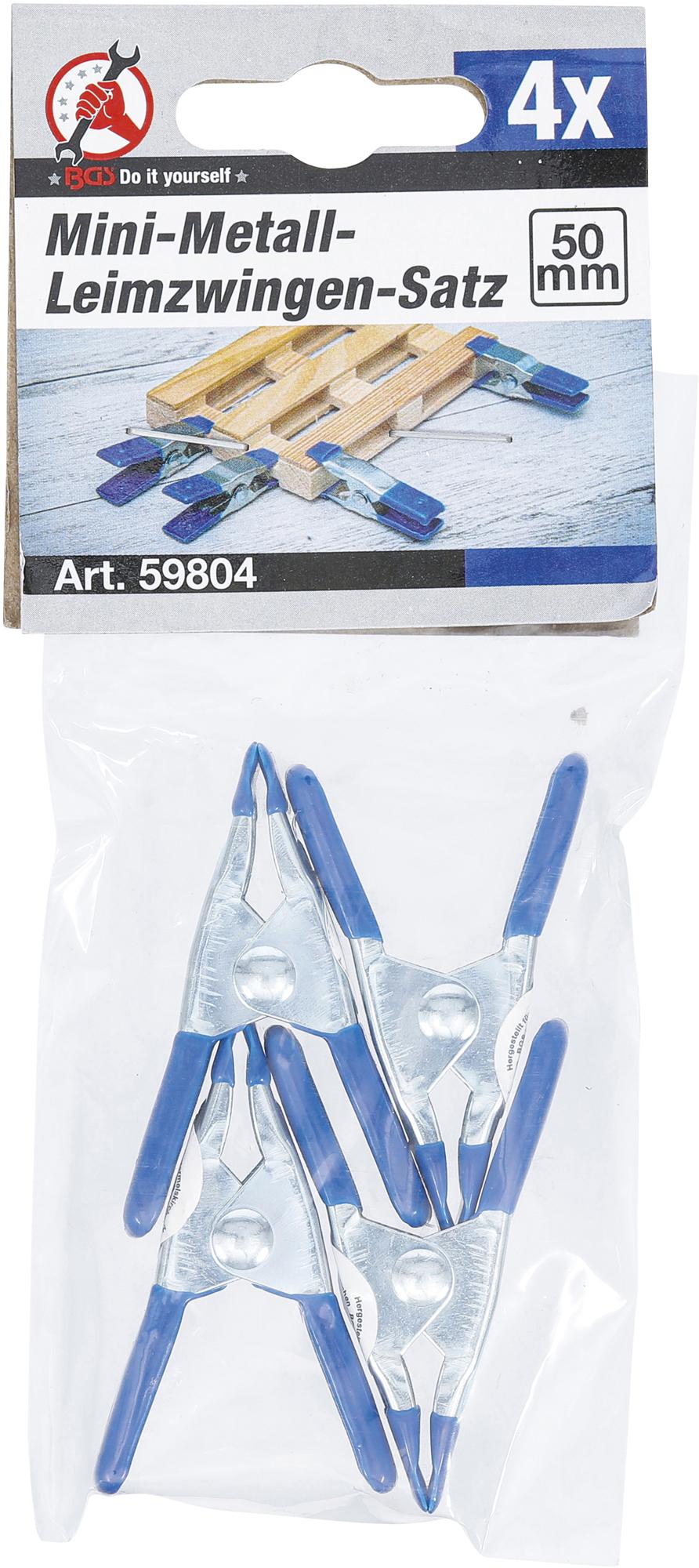 Metalinių spaustukų rinkinys | mini | 50 mm | 4 vnt. (59804)