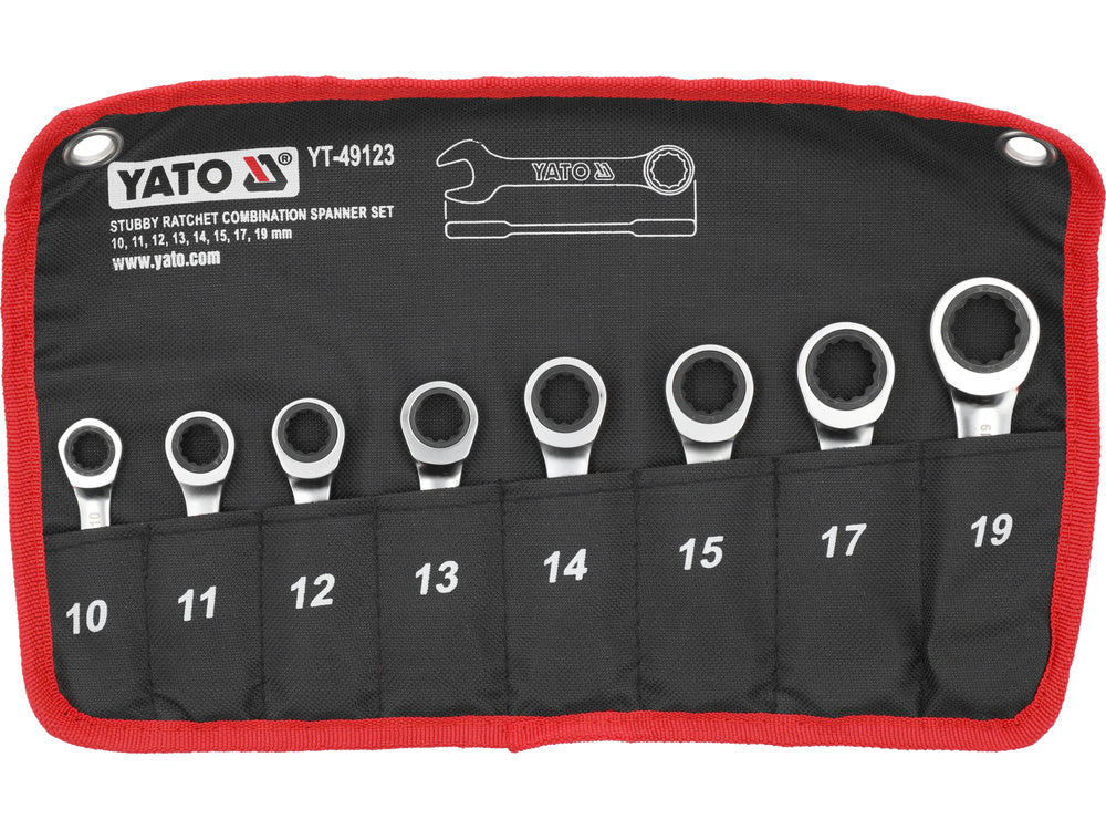 Terkšlinių raktų rinkinys | labai trumpi | 10 - 19 mm | 8 vnt. (YT-49123)