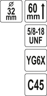 Universali gręžimo karūna | TCT | 5/8"-18UNF | 38 mm (YT-43975)