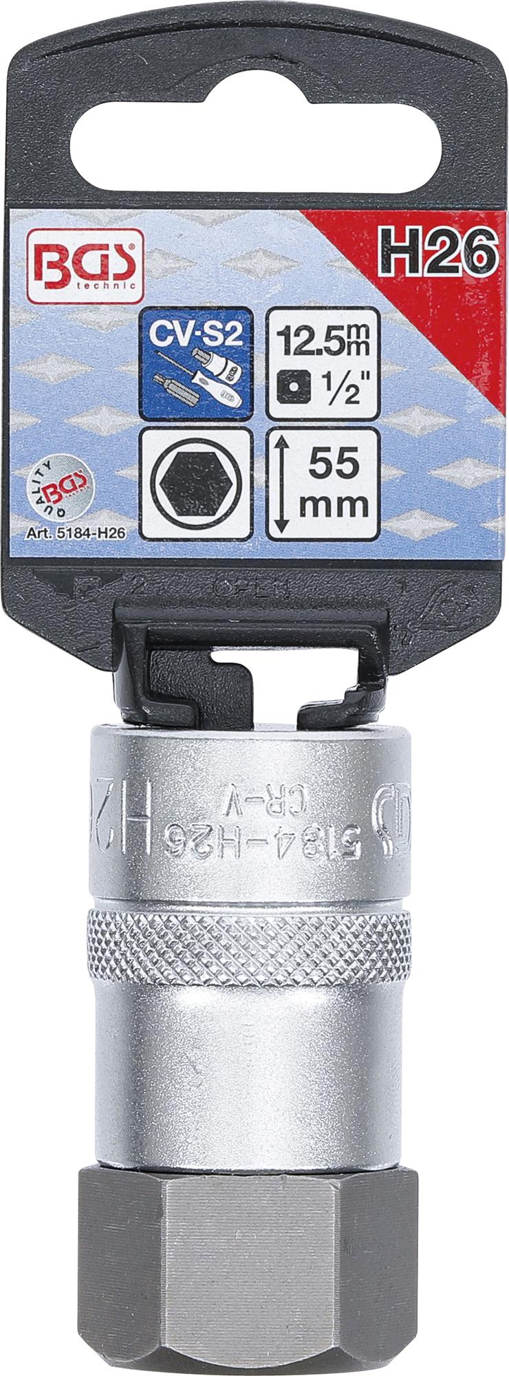 Antgalis įpresuotas į galvutę | 12,5 mm (1/2") | hex šešiakampis 26 mm (5184-H26)