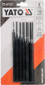 Išmušėjų komplektas | 1,5-8 mm | 6 vnt. (YT-47121)