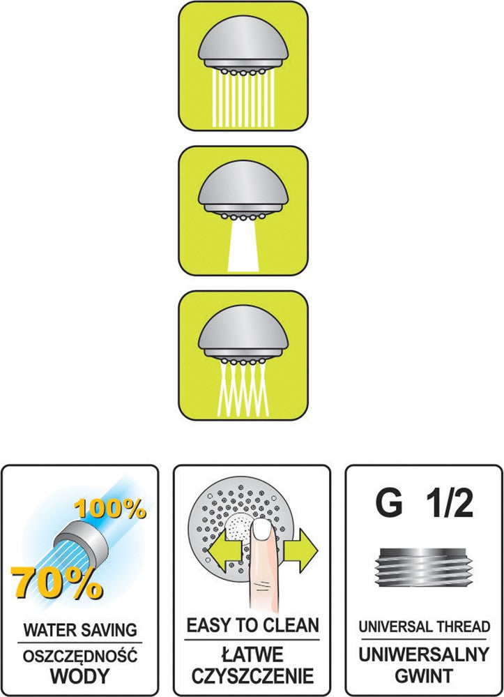 Dušo galvutė 3-jų funkcijų, chromuota, "Salto chrom" (75624)