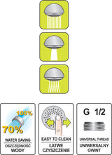 Dušo galvutė 3-jų funkcijų, chromuota, "Salto chrom" (75624)