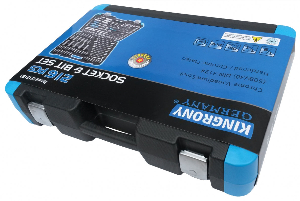 Įrankių rinkinys | Terkšliniai veržliarakčiai | 6.3 mm (1/4") / 10 mm (3/8") / 12,5 mm (1/2") | 216 vnt. (KR121216R)