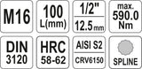 Antgalis įpresuotas į galvutę 1/2", M16 x 100mm (YT-04356)
