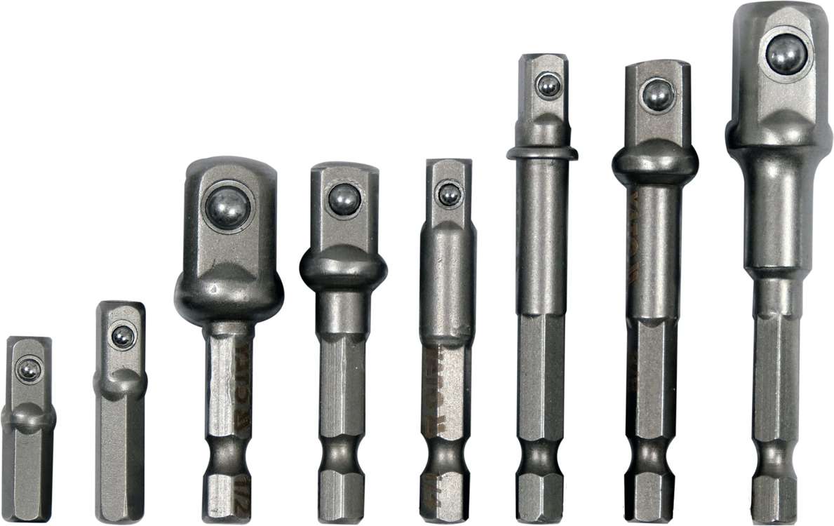 Набор адаптеров | с 1/4" (6,3 mm) на головки 1/4" - 3/8" - 1/2" | 8 шт.