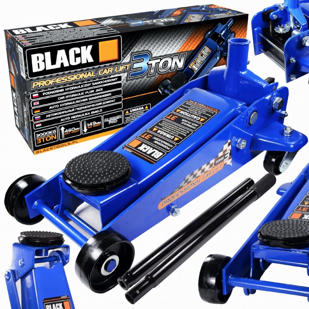 Domkratas su ratukais | 130- 490 mm | 32 kg | 3 t (SK3030)