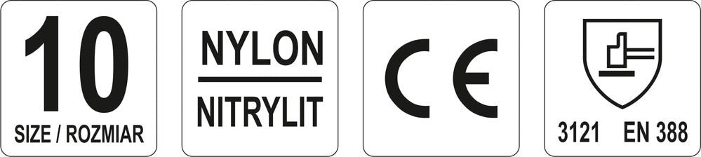 Darbo pirštinės baltos | nailonas / poliuretanas | 10 dydis (YT-7474)