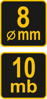 Kaminkrečio virvė | pinta | 8 mm x 10 m | su karabinu (73022)