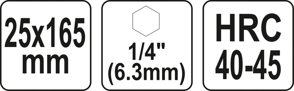 Spiralinis grąžtas medžiui | su hex (1/4") galu | 25 mm (YT-44687)