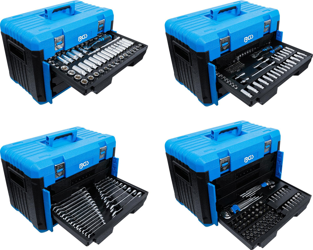 Įrankių rinkinys | 6,3 mm (1/4") / 10 mm (3/8") / 12,5 mm (1/2") | Metriniai ir colių dydžiai | 300 vnt. (74000)