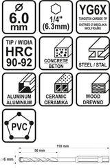 Grąžtas universalus su Hex 6.3 mm (1/4") galu | 6.0 mm (21686)