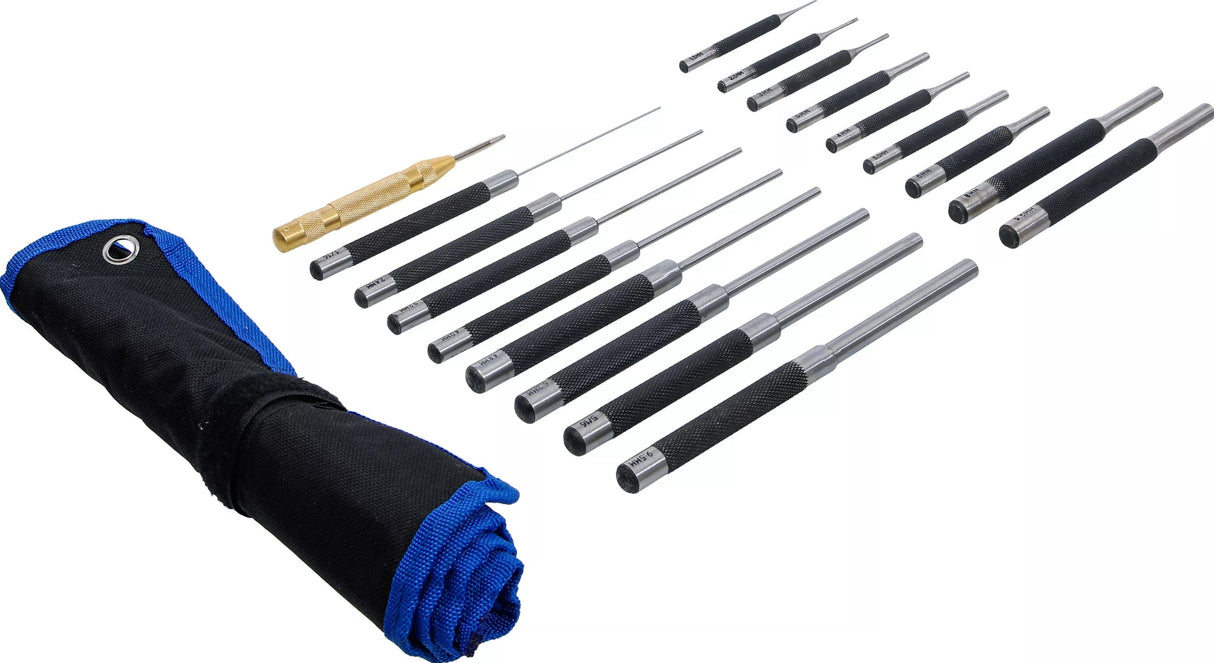 Išmušėjų rinkinys | 100-150-200 mm | 1,5 - 9,5 mm | įskaitant centro žymeklį | 18 vnt. (1695)