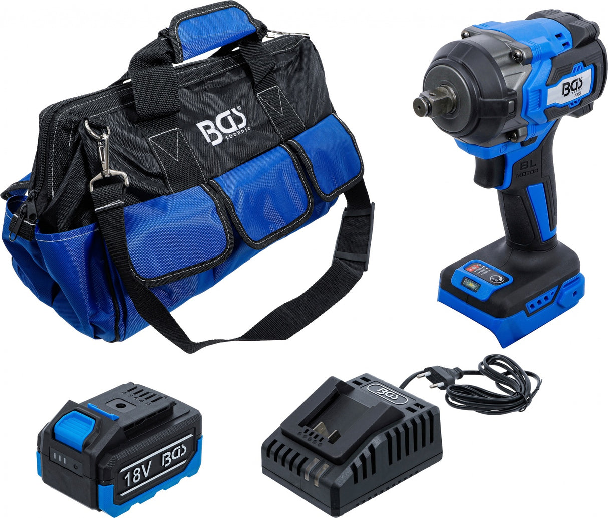 Akumuliatorinio smūginio veržliarakčio rinkinys | bešepetėlinis | 550 Nm | 18 V | su įkraunama baterija ir greitu įkrovikliu (7390)