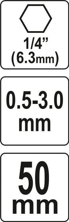 Griebtuvas grąžtams | 0.5-3.0 mm | su 1/4" (6.3mm) antgaliu (YT-04644)