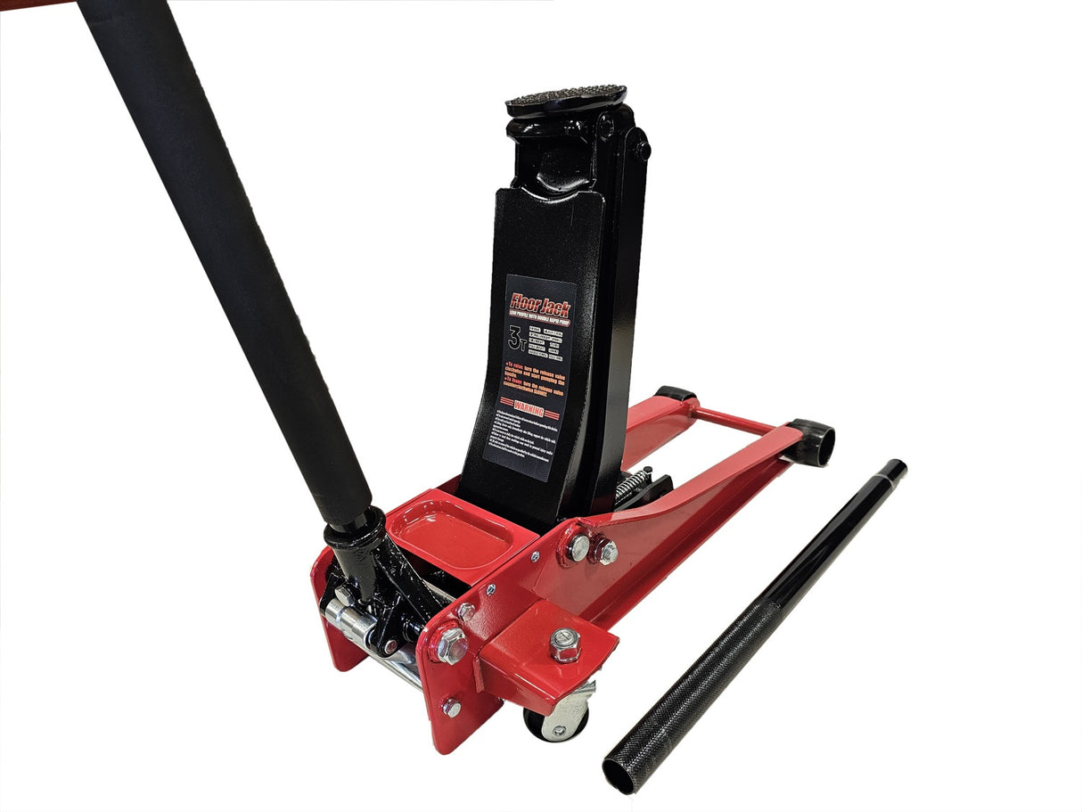 Domkratas su ratukais pažemintas | dvigubas stūmoklis | greitas kėlimas | 75- 500 mm | 3.0 t (LFJ3D)