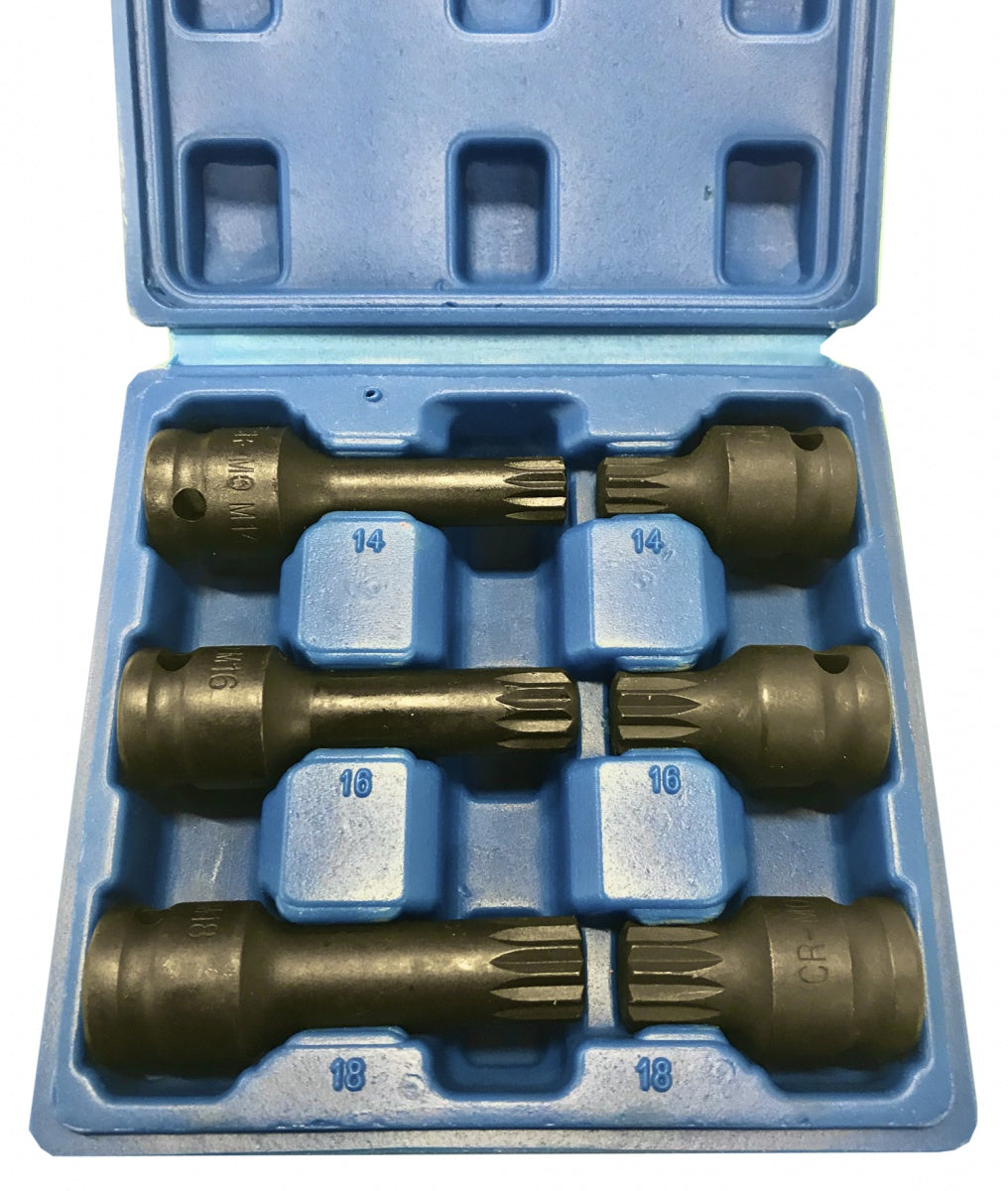 Smūginių antgalių rinkinys | 12,5 mm (1/2") | Spline (XZN) | 6 vnt. (S1122)