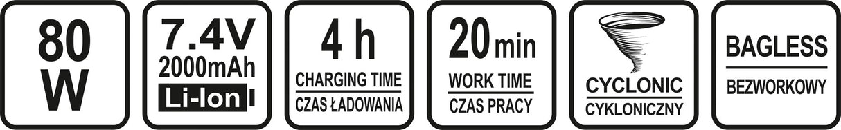 Automobilinis dulkių siurblys | akumuliatorinis | 80W (82954)