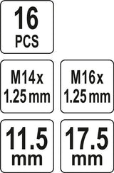 Žvakės sriegio lizdo remonto rinkinys | M14 x 1,25 mm | 16 vnt. (YT-17580)