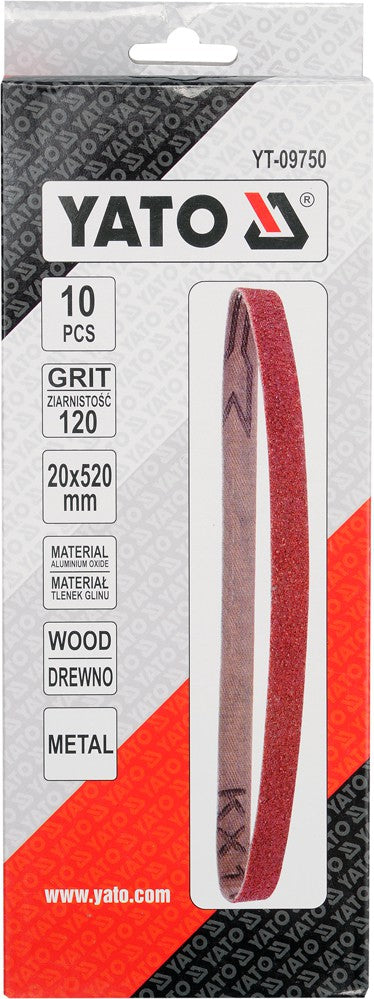 Juosta pneumatiniam šlifuokliui | P120 / 20X520 mm | 10 vnt. (YT-09750)