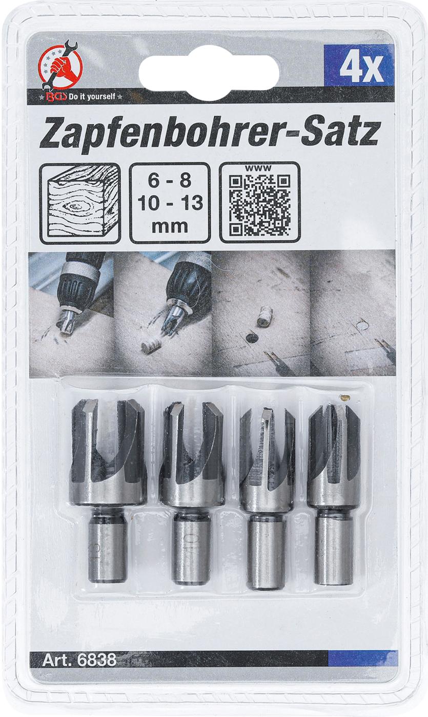 Frezų / kamštinių grąžtų rinkinys medžiui | 6 - 8 - 10 - 13 mm | 4 vnt. (6838)