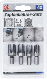 Frezų / kamštinių grąžtų rinkinys medžiui | 6 - 8 - 10 - 13 mm | 4 vnt. (6838)