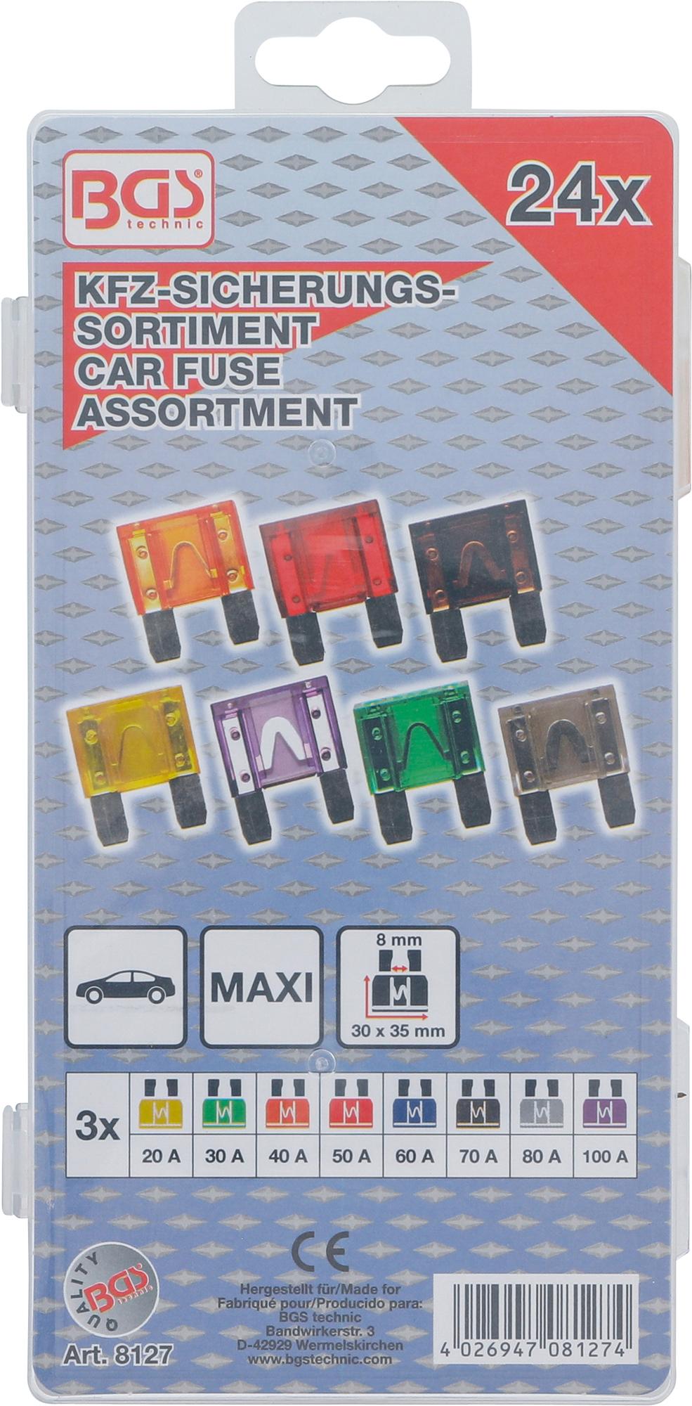 Automobilių saugiklių asortimentas | Maxi | 24 vnt. (8127)