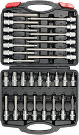 Įpresuotų antgalių rinkinys | 12,5 mm (1/2") | vidinis šešiakampis hex | 30 vnt. (YT-77540)