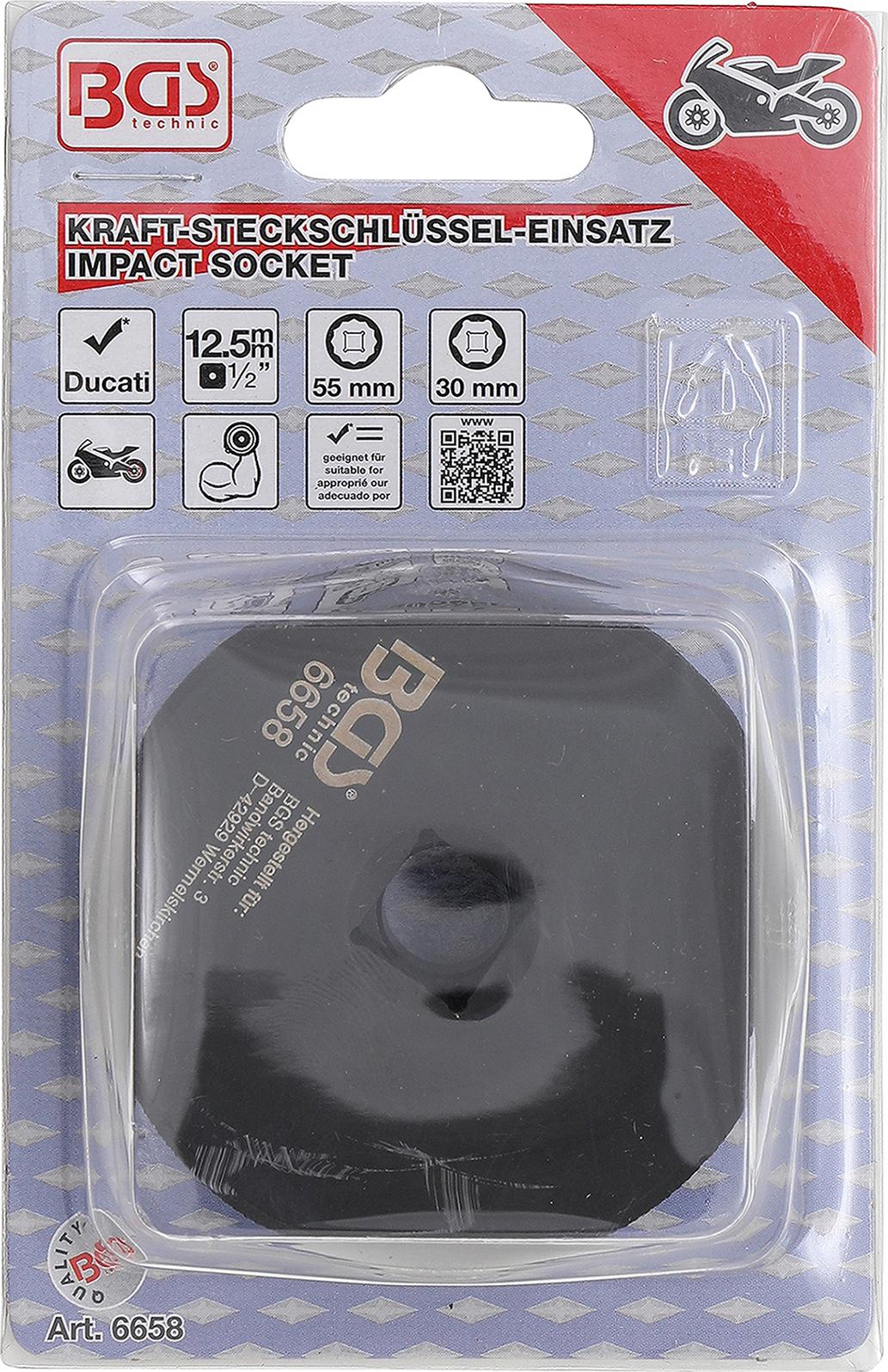 Galvutė smūginė 6 / 12 kampų | Ducati ratų tvirtinimui | 12,5 mm (1/2") | 30/55 mm (6658)