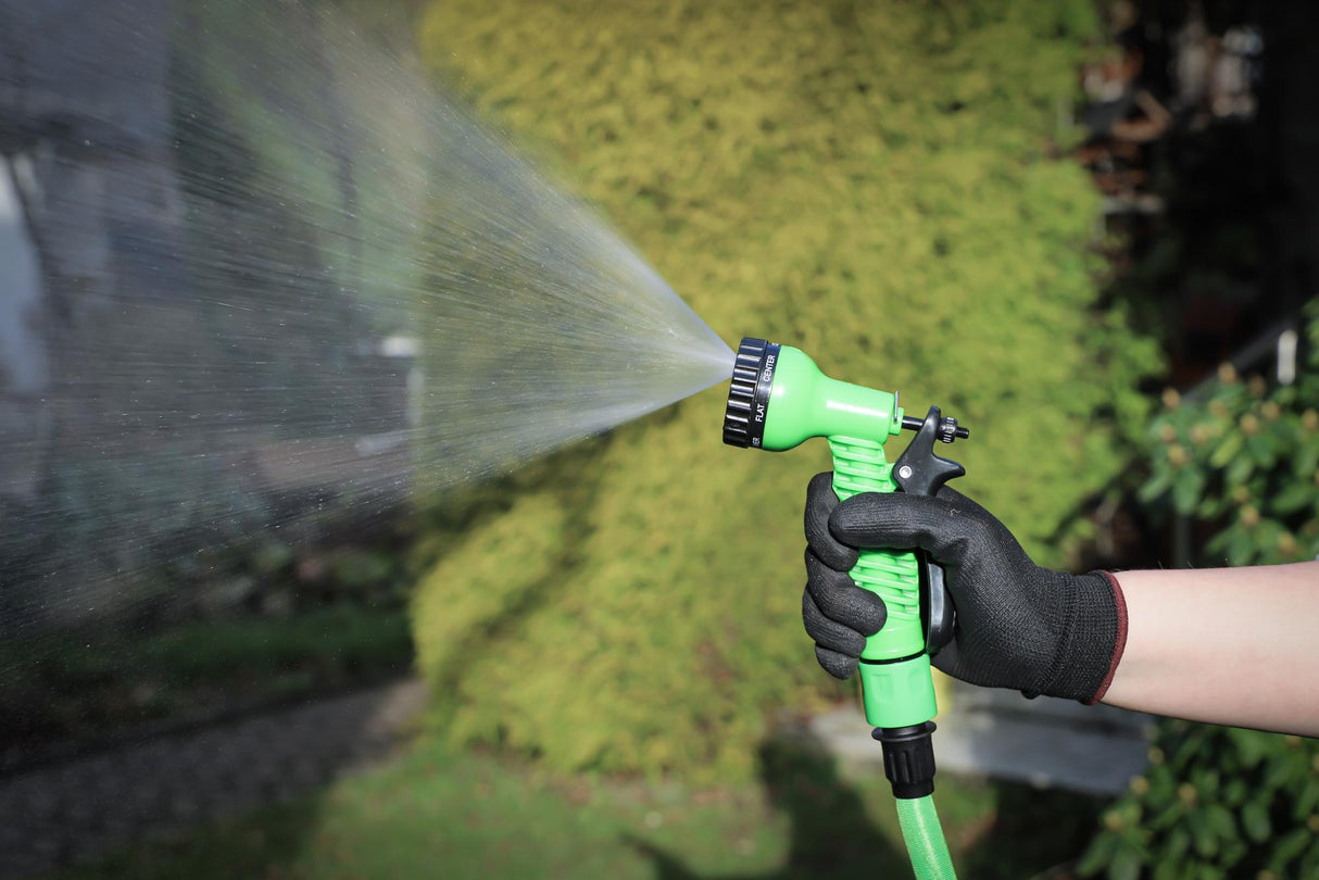 Vandens žarna | Tekstilė | lanksti | su rankiniu dušu su 7 funkcijomis | 3 - 10 m (70903)