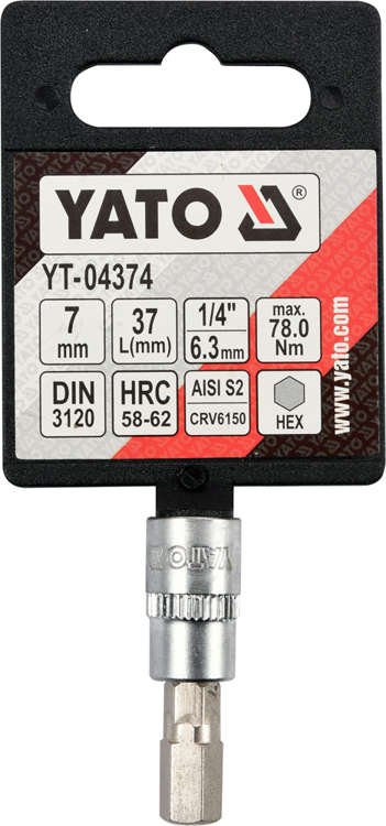Antgalis įpresuotas į galvutę | 6,3 mm (1/4") | hex šešiakampis 7 mm (YT-04374)