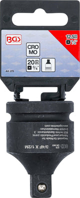 Smūginis adapteris | vidinis kvadratas 20 mm (3/4") - išorinis kvadratas 12,5 mm (1/2") (275)