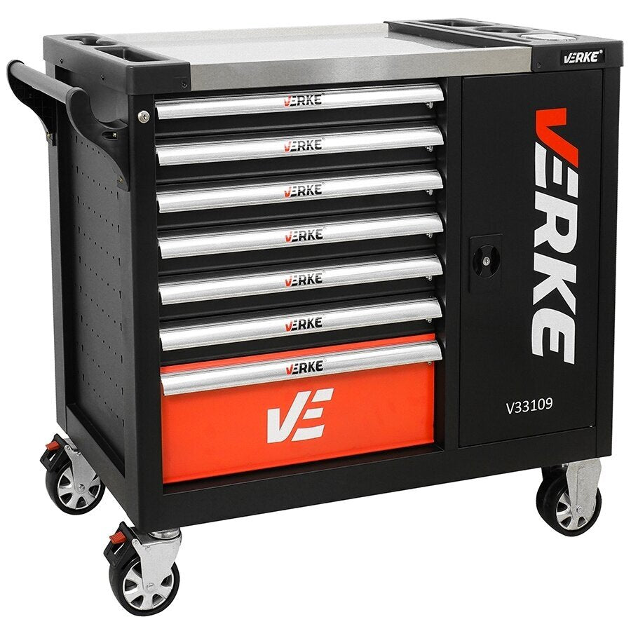 Įrankių spintelė ant ratukų XXL MAX | su įrankiais | 7 stalčiai / 1 durelės | 298 įrankiai (H70098)