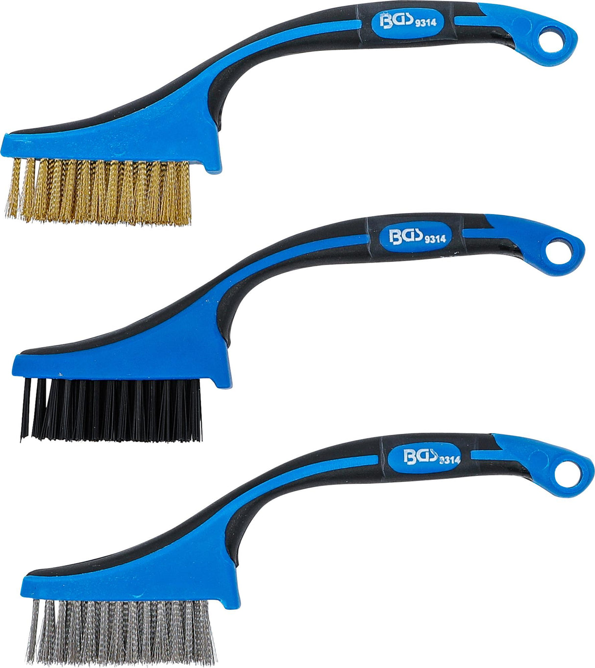 Mini šepetėlių rinkinys | Nailonas, žalvaris, nerūdijantis plienas | 165 mm | 3 vnt. (9314)