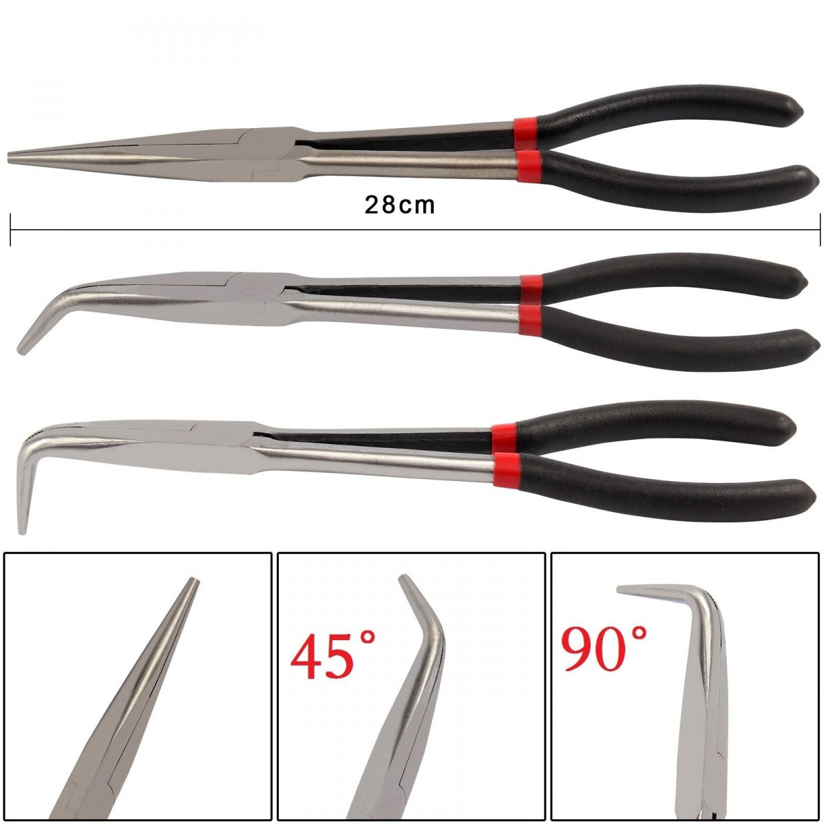 Replės ilgos lenktos | 90° / 280 mm (W30773)