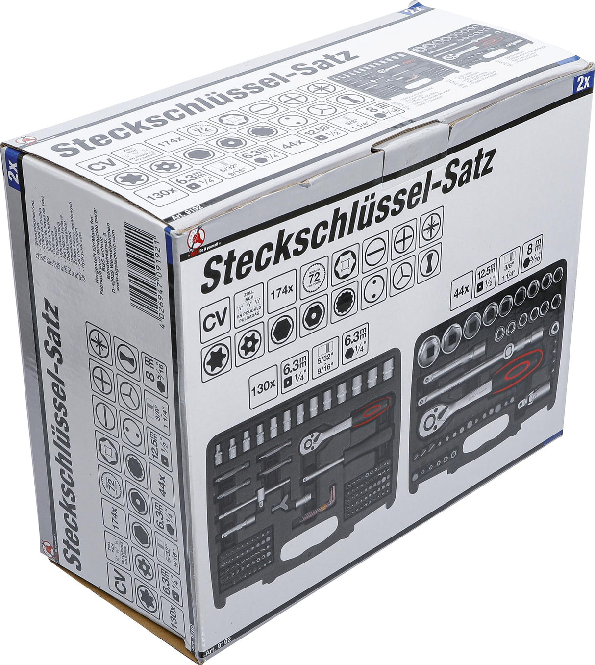 Įrankių rinkiniai | 6,3 mm (1/4") / 12,5 mm (1/2") | Coliniai dydžiai | 174 vnt | 2 vnt. (9192)