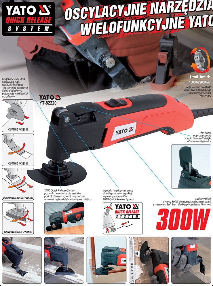 Daugiafunkcinė šlifavimo / pjovimo mašinėlė | su aksesuarais | 300 W (YT-82220)