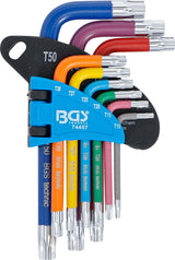 L-TYPE WRENCH SET | MULTICOLOUR | SHORT | T-STAR (FOR TORX) T10 - T50 | 9 PCS. (74457B)