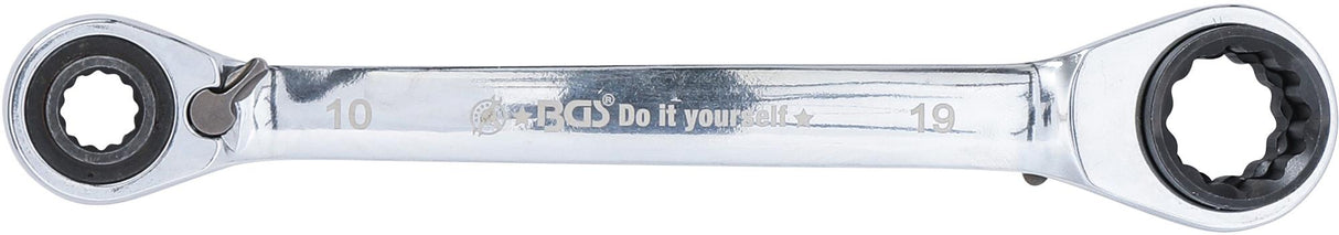 Raktas terkšlinis kilpinis | dvipusis su reversu | 4-in-1 | 10 x 13-17 x 19 mm (30007)