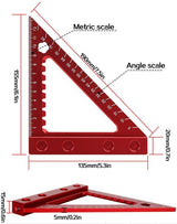 Aliuminis kampainis / medžio apdirbimo trikampė liniuotė | 90 | su baze (RS90A)
